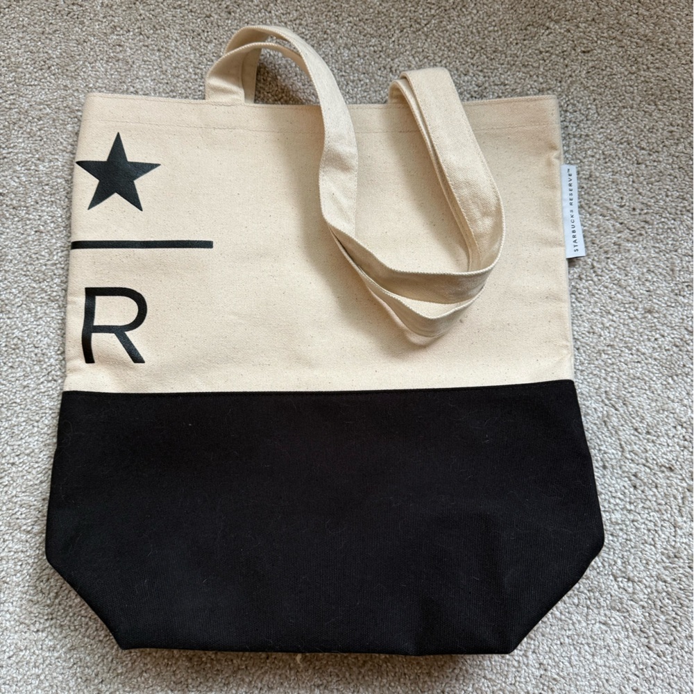 Starbucks Reserve Black and Cream Canvas Tote. PERFECT CONDITION!